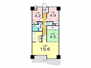 東大阪市布市町、マンションの間取り画像です