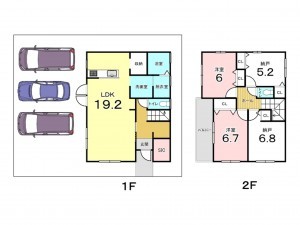 東大阪市善根寺町、新築一戸建ての間取り画像です