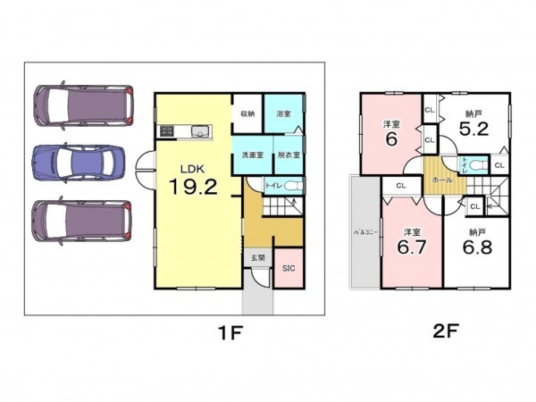 東大阪市善根寺町、新築一戸建ての間取り画像です