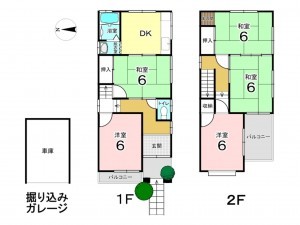 東大阪市北石切町、中古一戸建ての間取り画像です