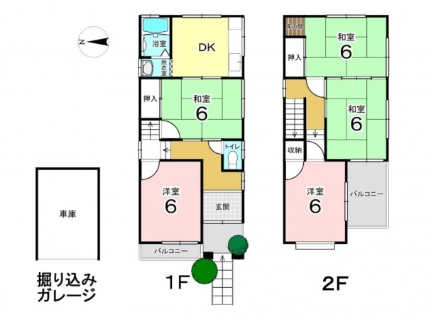 東大阪市北石切町、中古一戸建ての間取り画像です