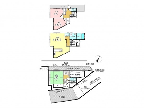 東大阪市東石切町、中古一戸建ての間取り画像です