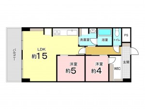 東大阪市日下町、マンションの間取り画像です
