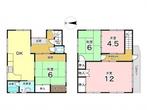 東大阪市西石切町、中古一戸建ての間取り画像です