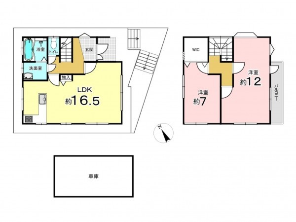 東大阪市池之端町、中古一戸建ての間取り画像です