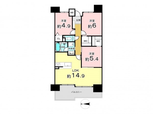 東大阪市西石切町、マンションの間取り画像です