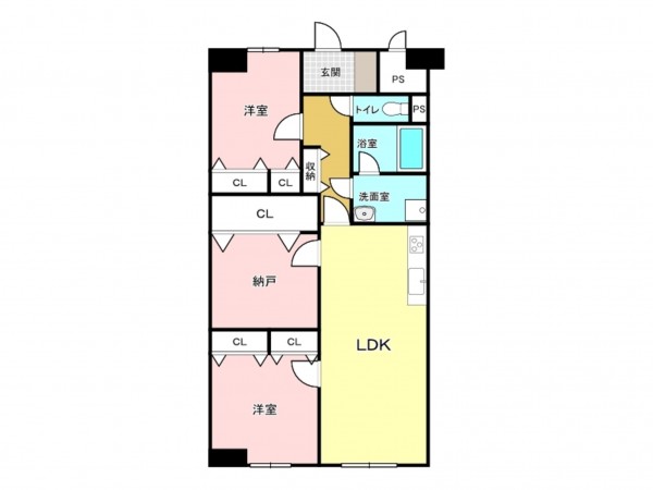 東大阪市日下町、マンションの間取り画像です