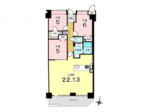 東大阪市上石切町、マンションの間取り画像です