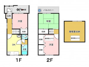 東大阪市日下町、中古一戸建ての間取り画像です