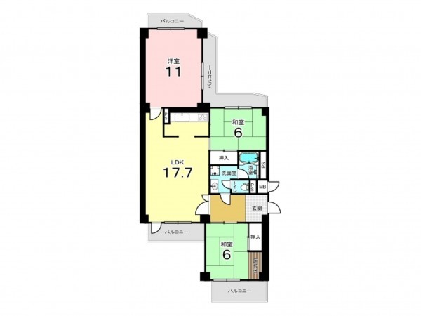 東大阪市上石切町、マンションの間取り画像です