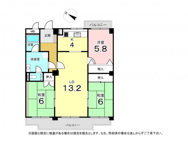 東大阪市上石切町、マンションの間取り画像です