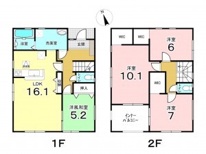 東大阪市東石切町、新築一戸建ての間取り画像です