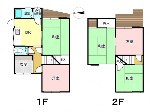 東大阪市日下町、中古一戸建ての間取り画像です