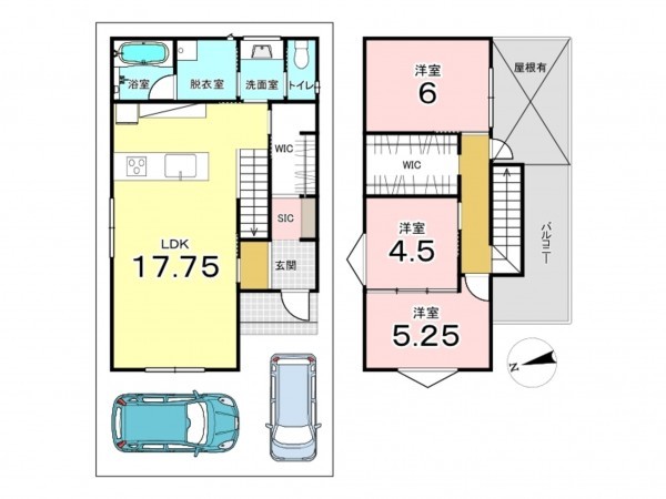 東大阪市日下町、中古一戸建ての間取り画像です