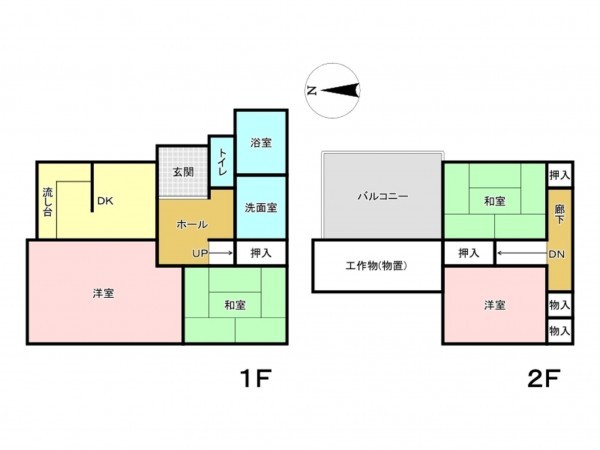 東大阪市日下町、中古一戸建ての間取り画像です