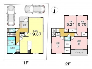 東大阪市元町、新築一戸建ての間取り画像です