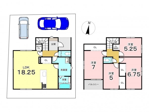東大阪市元町、新築一戸建ての間取り画像です