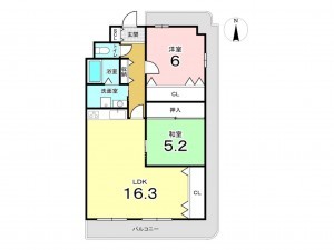 東大阪市日下町、マンションの間取り画像です