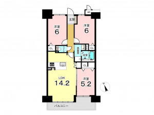 東大阪市東石切町、マンションの間取り画像です