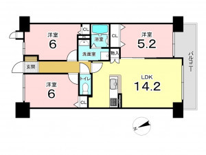 東大阪市東石切町、マンションの間取り画像です