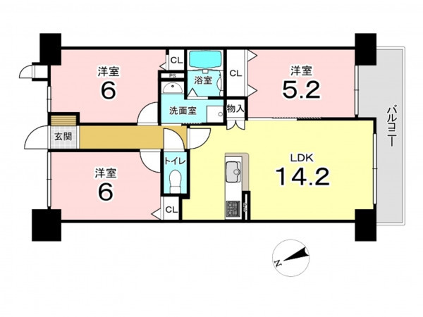 東大阪市東石切町、マンションの間取り画像です