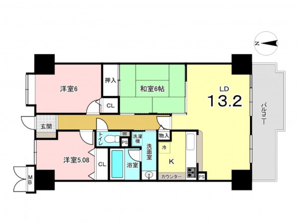 東大阪市善根寺町、マンションの間取り画像です
