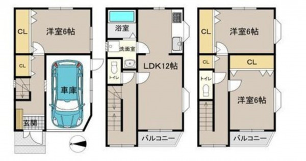 東大阪市中石切町、中古一戸建ての間取り画像です