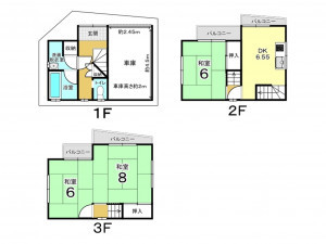 東大阪市布市町、中古一戸建ての間取り画像です