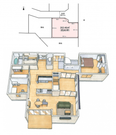 上田市上野、新築一戸建ての間取り画像です
