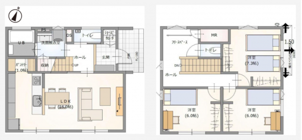 佐久市原、新築一戸建ての間取り画像です