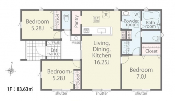 佐久市下越、新築一戸建ての間取り画像です