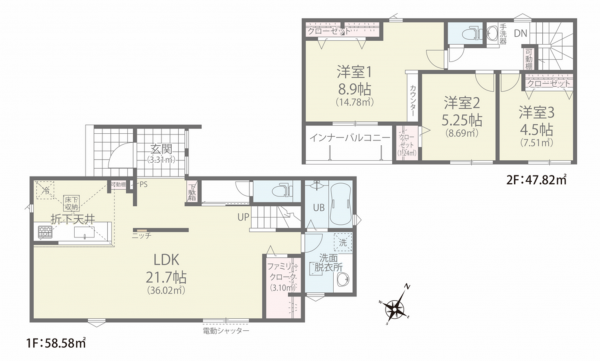 北佐久郡軽井沢町大字追分、新築一戸建ての間取り画像です