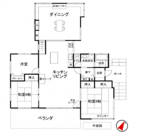 北佐久郡軽井沢町大字長倉、中古一戸建ての間取り画像です