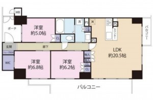 大津市柳が崎、マンションの間取り画像です