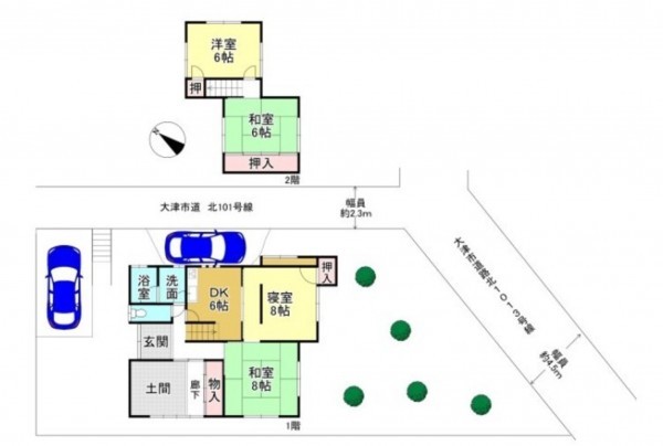 大津市真野、中古一戸建ての間取り画像です