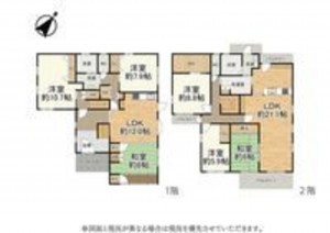 大津市鶴の里、中古一戸建ての間取り画像です