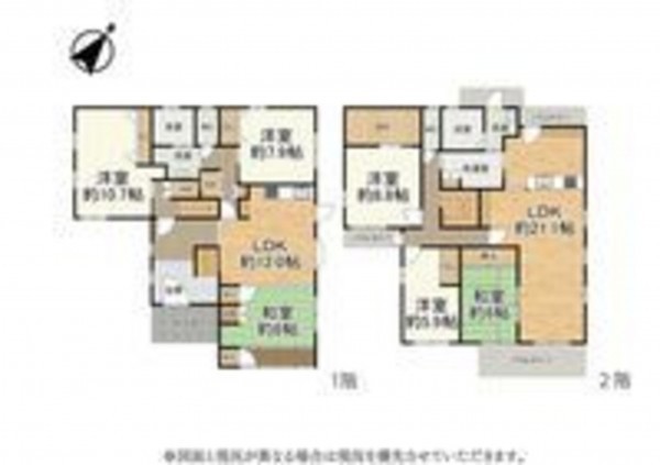 大津市鶴の里、中古一戸建ての間取り画像です