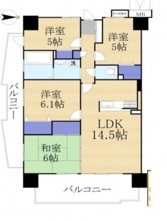 大津市におの浜、マンションの間取り画像です