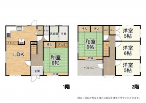 大津市朝日、中古一戸建ての間取り画像です