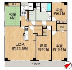 大津市本堅田、マンションの間取り画像です