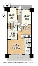 大津市茶が崎、マンションの間取り画像です