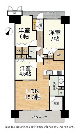 大津市茶が崎、マンションの間取り画像です