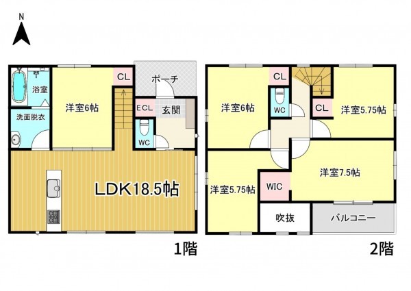 大津市日吉台、新築一戸建ての間取り画像です