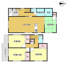 大津市南志賀、中古一戸建ての間取り画像です