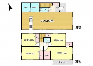 大津市比叡辻、新築一戸建ての間取り画像です