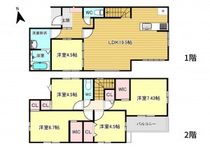 大津市比叡辻、新築一戸建ての間取り画像です