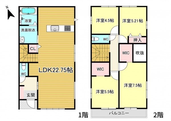 大津市比叡辻、新築一戸建ての間取り画像です