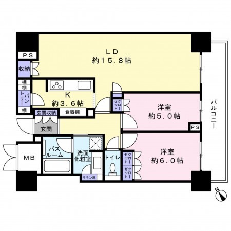 草津市大路、マンションの間取り画像です