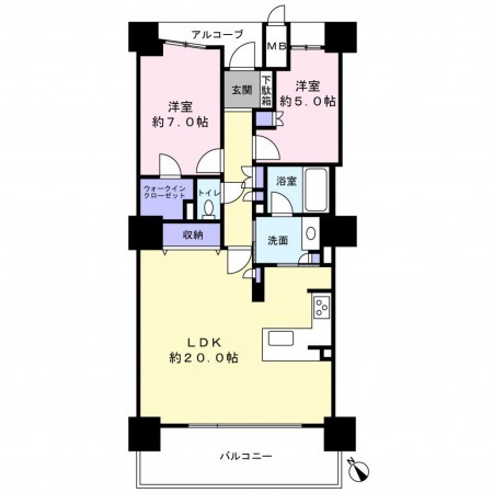 草津市大路、マンションの間取り画像です