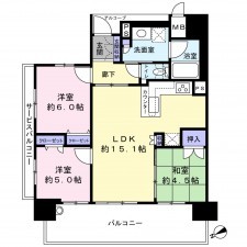 草津市大路、マンションの間取り画像です